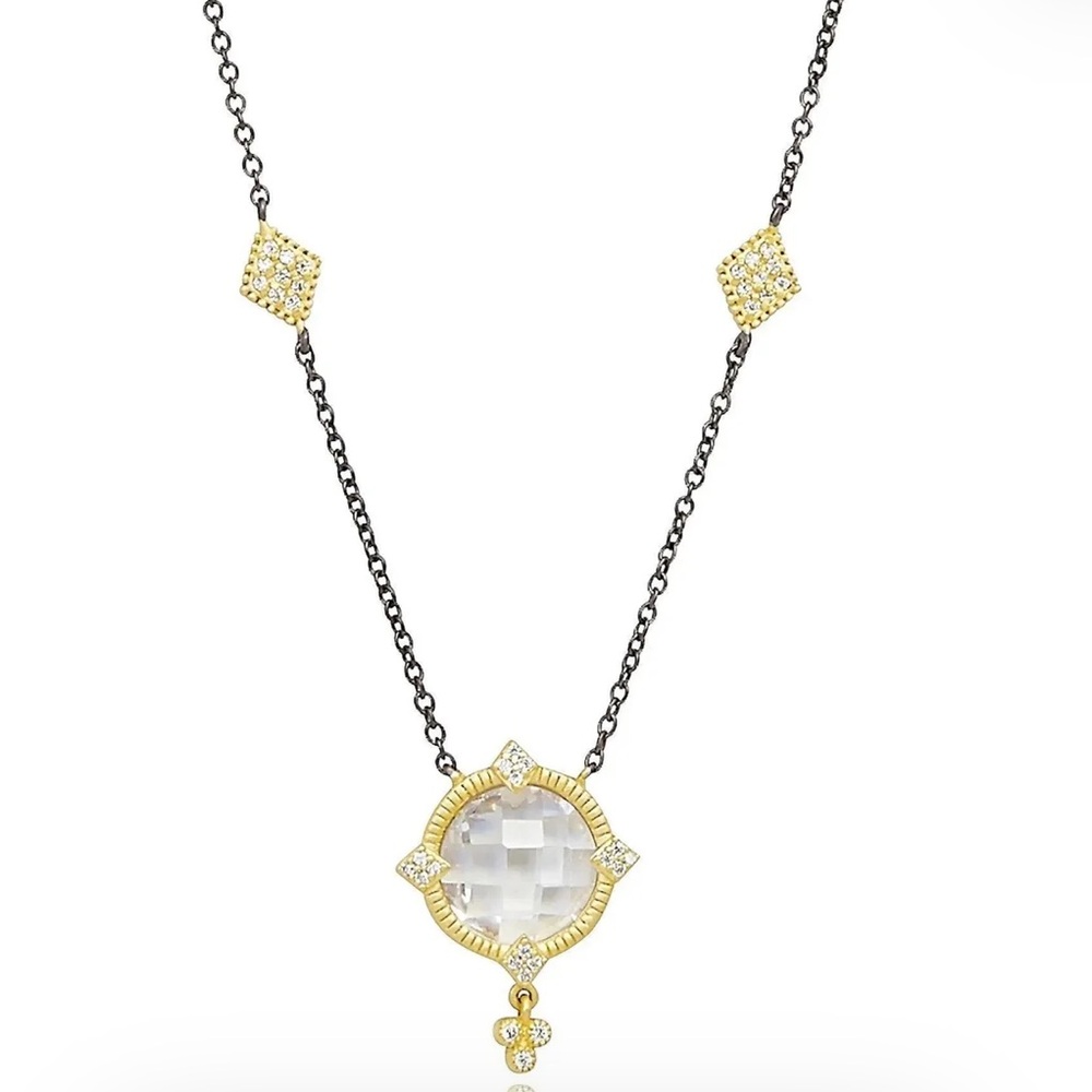 Frida Rohtman 925 16 In Gold Accented Clear Crystal Pendant Necklace